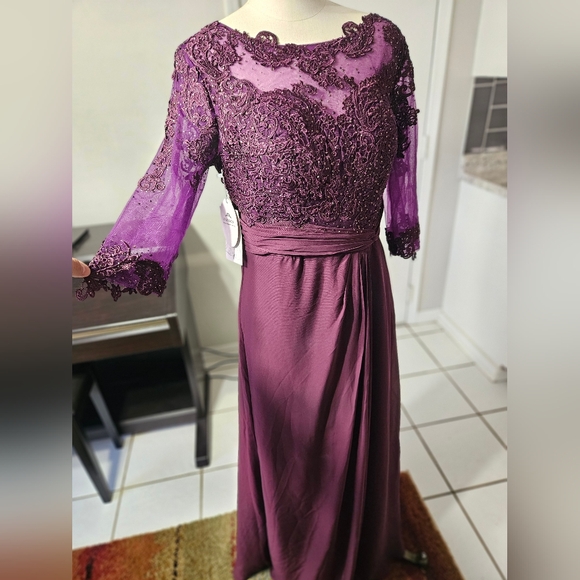 Dresses & Skirts - NWT Fashion Purple Formal Lace Beaded Dress Size 14